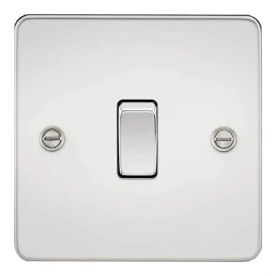 Image of KnightsBridge Flat Plate 10AX 1G 2 Way Switch Polished Chrome