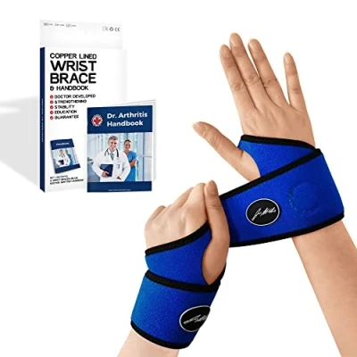 Image of Dr. Arthritis Doctor Developed Lightweight Wrist Support Relief for Injuries (Blue, Pair)