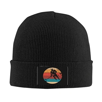 Image of 702 Knitted Cap Vintage Retro Ice Hockey Player Thick Knit Winter Hat Breathable Beanie Elastic Skull For Women Cycling Travel
