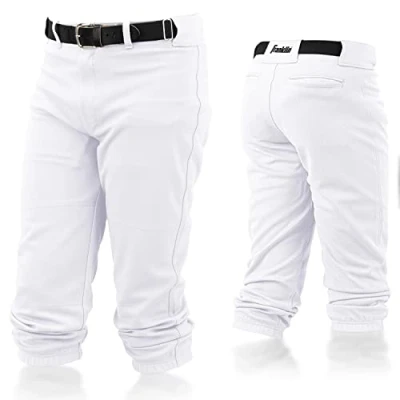 Image of Franklin Sports Youth Baseball + Softball Pants Knee High Relaxed Fit Kids White, Black Grey