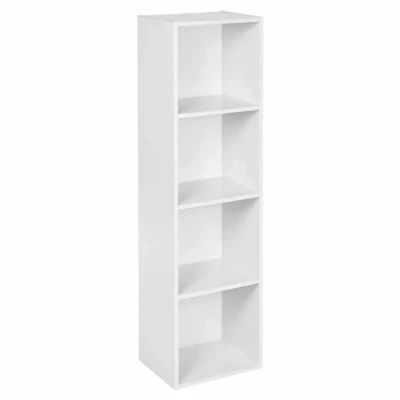 Image of URBNLIVING Tier Wooden Bookcase Shelving Display Storage Shelf Unit Wood Shelves (White, 4 Shelf)