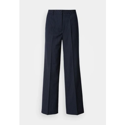 Image of Scotch &amp; Soda Women&#039;s Edie Wide Leg Casual Pants, Night Blue Pinstripe 401, 29W x 30L