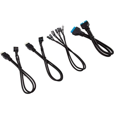 Image of Corsair 30 cm Black Premium Braided Sleeved Front Panel Extension Kit