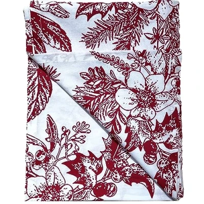 Image of Ragged Rose Christmas Table Cloth Festive Linen Tablecloth with Nordic Style Prints for Living Room &amp; Kitchen Cotton That Fits a 6 7 Ft
