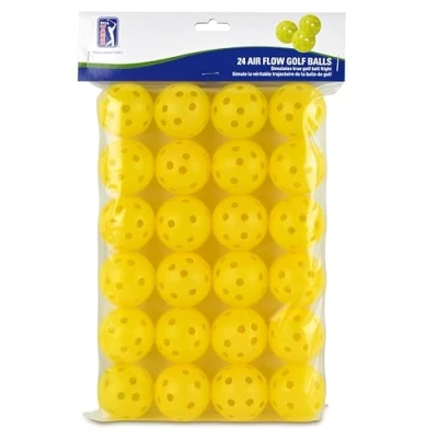 Image of PGA TOUR Golf Practice Balls 24 Pack Lightweight Plastic Airflow for Indoor &amp; Outdoor Use, Simulate True Ball Flight, Safe Durable, Enhanced Control, Yellow