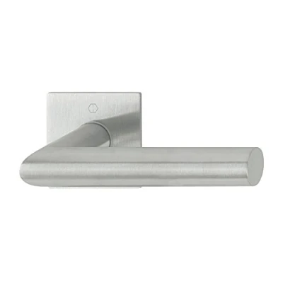 Image of HOPPE 3747038 Amsterdam Handle Set, Square, Without Key Rosette, Matte Stainless Steel, eckig