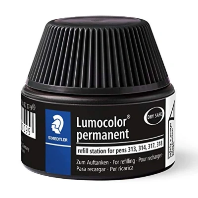 Image of STAEDTLER 487 17 9 Lumocolor Refill Station for Permanent 313/314/317/318 Black Ink (1 x 15ml Station)