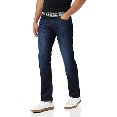 Image of Enzo Men&#039;s Ez324 Straight Jeans, Blue Darkwash, 32W 32L UK