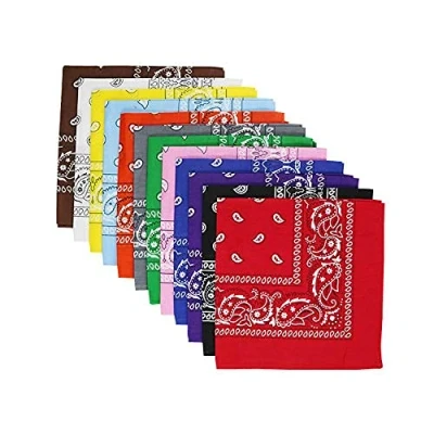 Image of KAV 12 Pcs Bandanas face mask Assorted Cowboy Multifunctional Paisley Bandana Unisex Novelty Print Head Wrap Scarf Wristband for Outdoor Sports Hiking Climbing Cycling (12 colours)