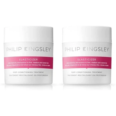 Image of Philip Kingsley Elasticizer Duo Deep Conditioner Repair Hair Mask Treatment for All Types Pre Shampoo Conditioning Reduces Breakage and Frizz 150ml x 2