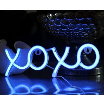Image of DAKABUKA XOXO Blue LED neon Light sign Night Lights For Wall Decor Up Signs Birthday Gift Kids&#039; Bedroom Party Hotel Restaurant Bar (USB Battery Powered)