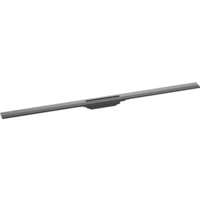 Image of hansgrohe 56047340 RainDrain Flex Complete Set Shower Drain 1200 Can Be Shortened Brushed Black Chrome Channel, 120 cm