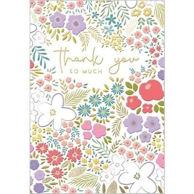 Image of Abacus Cards Thank You Card Pastel Flowers Print Embossed with a Foil Finish Eco Friendly and Recyclable