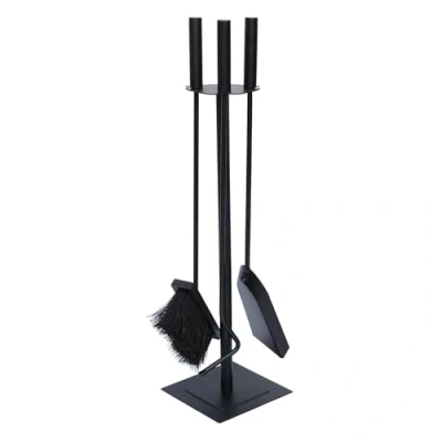 Image of JVL 11 326 Malham Contemporary Fireside Companion Tool Set, Steel, Black, 15 x 61 cm, 3 Pieces