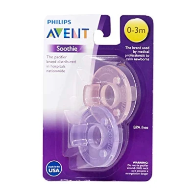Image of Philips 2 Pack AVENT Soothie Pacifier, Pink/Purple, 0 3 Months