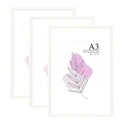 Image of Baoee White Picture frame A3,Set of 3, photo with acrylic glass, A3 Frame, Poster certificate frame,Freestanding and Wall Mountable