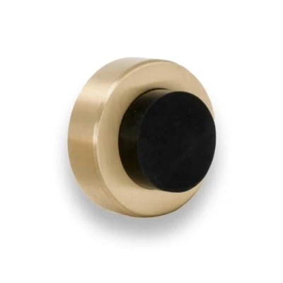 Image of EVI Herrajes Door Stop for Wall Mounting 35 x 18 mm Golden Brass Black Rubber Anti Shock Cushion Handles 2 Installation Modes 04025435TPMLMT