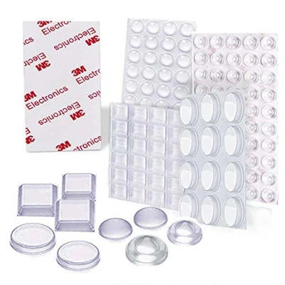 Image of Uni Fine 4 Sizes Transparent Silicone Pads, Soft Door Bumpers Self Adhesive Noise Dampening Pads Elastic Buffer Furniture Pad, Hemisphere/Trapezoid/Conical for Drawers Glass Non Slip(107Pcs)