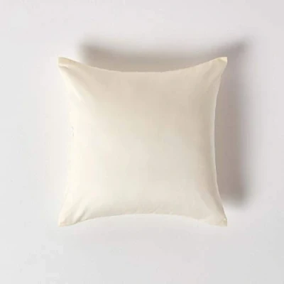 Image of HOMESCAPES Cream Organic Cotton Euro Size Pillowcase 40 x cm 400TC 600 Thread Count Equivalent Pillow Case with Zip