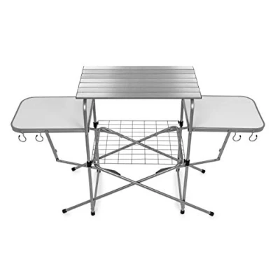 Image of Camco Olympian Deluxe Portable Grill Table, Alloy Steel Aluminum, Silver, One Size