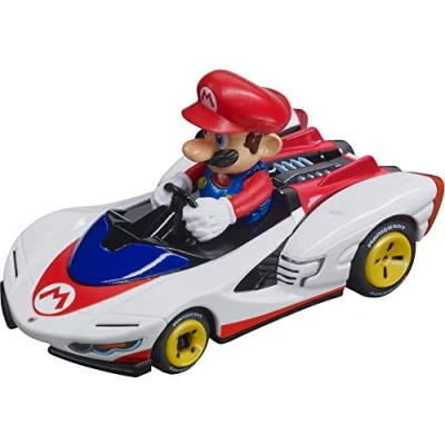 Image of Carrera Pull &amp; Speed I Mario Kart™ P Wing Twin Pack Wind Up Car Racing and with Back Motor For Boys Girls from 6 Years Adults Track