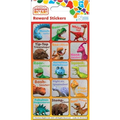 Image of The World of Dinosaur Roar Sparkly Reward Stickers Official Licensed Product Reusable on Non Porous Surfaces