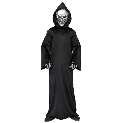 Image of Children&#039;s Holographic Grim Reaper 128cm Costume Small 5 7 yrs (128cm) for Halloween Living Dead Fancy Dress Black