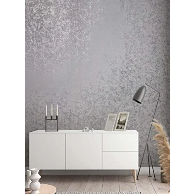 Image of Marburg Tapete Grau Silber Metallic Vliestapete Modern für Schlafzimmer Wohnzimmer 10.05m x 0.53 m Made in Germany