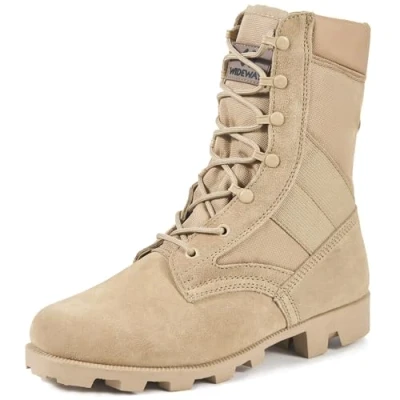 Image of WIDEWAY Men&#039;s Military Jungle Combat Boots 8 Inch Lightweight Motorcycle Tactical Police Army Boots, Sand, 12