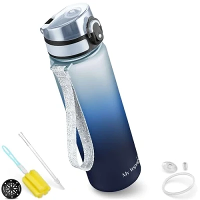 Image of My Vesperbox Minny 500 ml Children&#039;s Leak Proof Water Bottle with Straw or Strainer Lightweight Tritan BPA Free for Nursery, School
