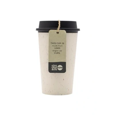 Image of Circular Now Cup 12oz/340ml Reusable Coffee Made from Recycled Single Use Cups. (Cream &amp; Cosmic Black)