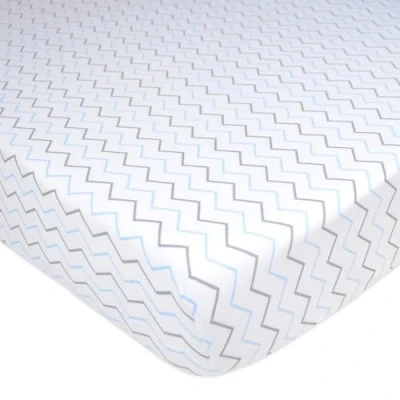 Image of American Baby Company Fitted Crib Sheet 28&quot; x 52&quot;, Soft Breathable Neutral 100% Cotton Jersey Sheet, Blue Zigzag, for Boys and Girls, Fits Toddler Bed mattresses