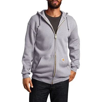 Image of Carhartt Men&#039;s Loose Fit Midweight Full Zip Sweatshirt, Heather Grey, S
