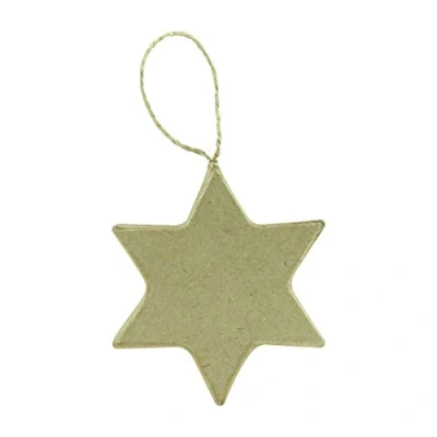 Image of Décopatch Ref NO025O Flat Star Bauble Papier Maché Object to Decorate 1 x 6.5 7.5cm with Papers &amp; PaperPatch Glue, Glitter, Paints