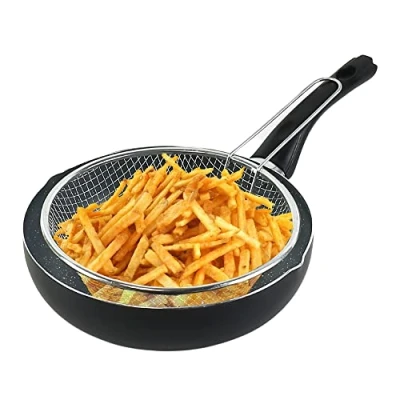 Image of URBN CHEF Forged Aluminium Induction Deep Frying Pan with Fry Basket Cookware