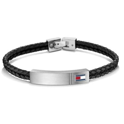 Image of Tommy Hilfiger Jewelry Men&#039;s Leather Bracelet Black 2701010