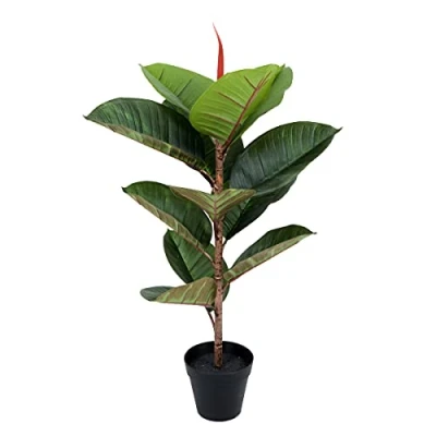 Image of GreenBrokers 70cm Artificial Rubber Tree 13 Real Touch Leaves UV Protected Maintenance Free Indoor/Outdoor Decor Lifelike Green Foliage