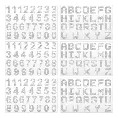 Image of 6 Pieces Alphanumeric Stickers, Glitter Acrylic Rhinestone Decorative Creative Diy Accessories
