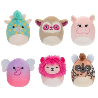 Image of Squishville by Original Squishmallows Safari Squad Plush Six 2 Inch Including Parson, Ridelle, Deeto, Jace, Darius, and Beijo Toys for Kids