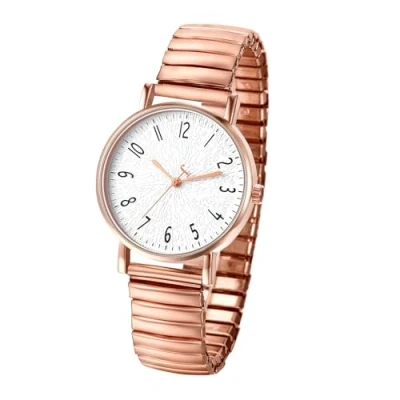 Image of JewelryWe Women&#039;s Elastic Watch Easy Reader Analog Quartz Stretch Band Wristwatch for Valentine&#039;s Day