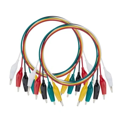 Image of 10 Pcs Multimeter Test Leads with Small Crocodile Clips Mini Alligator Clip Jumper Wires for Electrical Testing 12v Croc Extensions, Multicolored