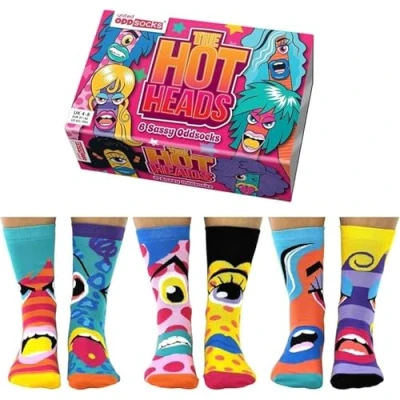 Image of United Odd Socks 6 Packmottomotive Socks, Women&#039;s, Size: 3,5 7,5, The hot heads