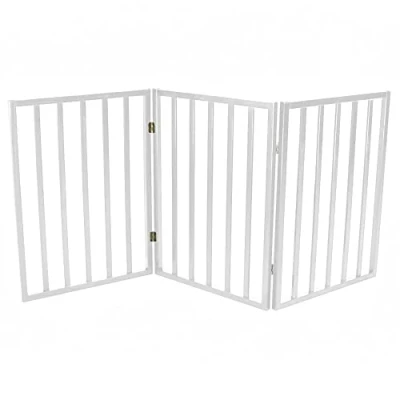 Image of Oypla White Dog Safety Folding Wooden Pet Gate Portable Indoor Barrier