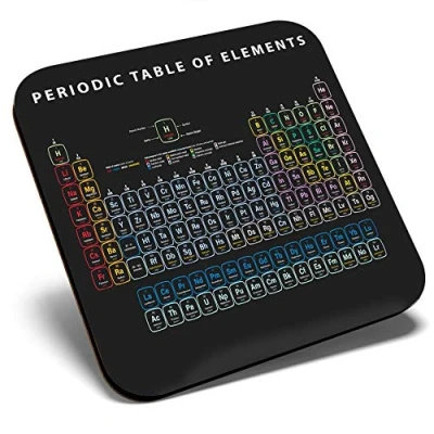 Image of Great Single Coaster Square Periodic Table Elements Science Chemistry Glossy Quality Coasters Tabletop Protection for Any Type #2364