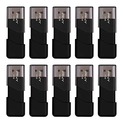 Image of PNY Attache USB 2.0 Flash Drive, 16GB/ BLACK/ 10 PACK (P FD16GX10ATT03 MP)
