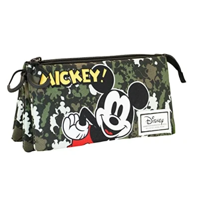 Image of Disney Mickey Mouse Surprise FAN Triple Pencil Case, Military Green, 23 x 11 cm
