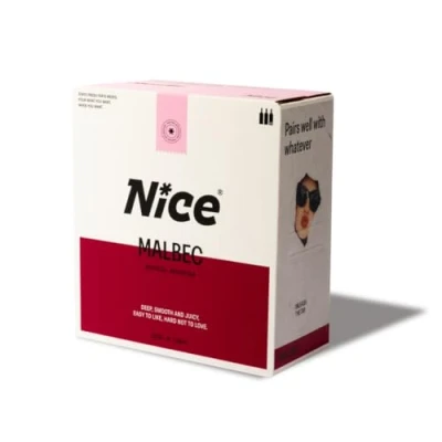 Image of NICE Malbec, Wine in a Box, 13.5% ABV, Equivalent to 3 Bottles of Wine, Darkly Fruity, Wicked Depth, Argentinian 1 x 2.25L Box