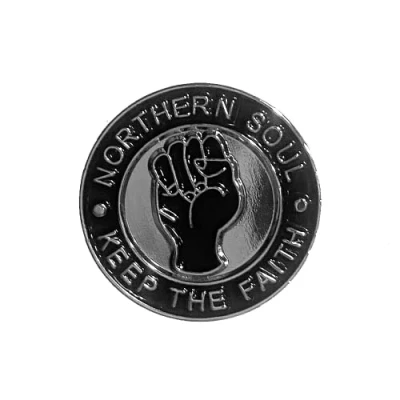 Image of Northern Soul Music Biker Metal Enamel Pin Badge Round