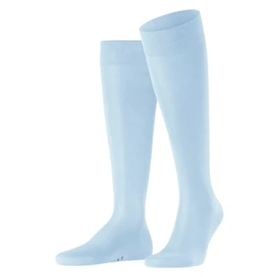 Image of FALKE Men&#039;s Tiago M Kh Fil D&#039;Écosse Cotton Long Plain 1 Pair Knee High Socks, Blue Bluebell 6244, 7 8