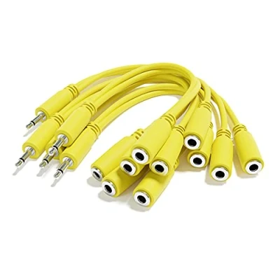 Image of ExcelValley 5 Pack Mono Splitter Y Patch Cables TS 3.5mm 1/8&quot; Eurorack Synth Synthesizer [Yellow]